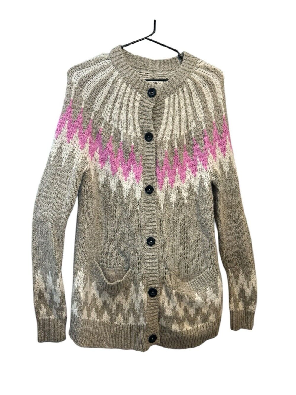 Abercrombie & Fitch Women's Fair Isle Wool Blend Cardigan Button-Down Sweater S